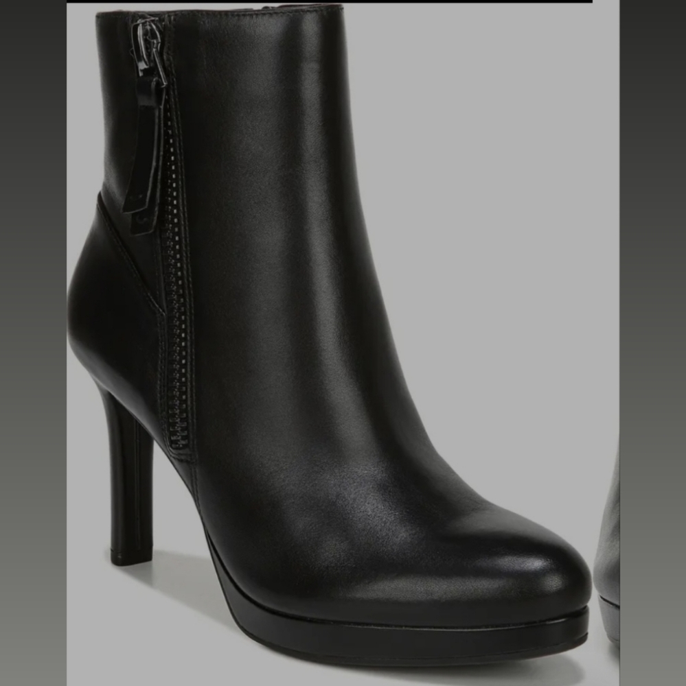 Black leather booties